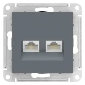 Розетка информационная RJ45 двойная категория 5e (Грифель)