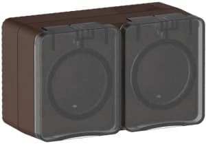 AtlasDesign PROFI IP54 О/У РОЗЕТКА двойная с з/к со шторками 16А, КОРИЧНЕВЫЙ