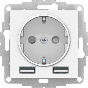 Розетка электрическая Schneider с зарядным устройством USB-A (Белый)
