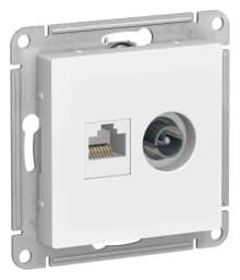 Розетка двойная Schneider AtlasDesign RJ45+TV (Лотос) кат. 5е