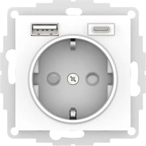 Розетка электрическая Schneider со шторками с зарядным устройством USB-A+C (Лотос)