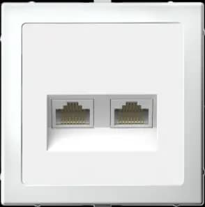 Розетка информационная RJ45 двойная категория 6a AtlasDesign с адаптером (Белый)
