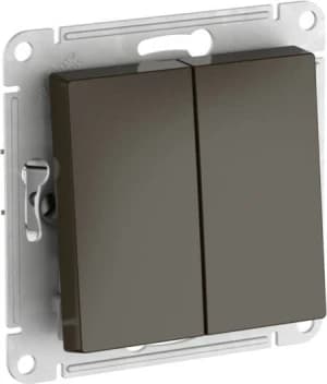 Двухклавишный выключатель на автозажимах (Мокко)