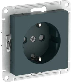 Розетка электрическая Schneider со шторками на автозажимах (Изумруд)