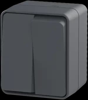 Влагозащищенный двухклавишный выключатель IP54 (Антрацит)