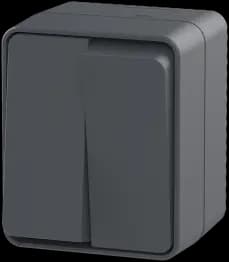 Влагозащищенный двухклавишный выключатель IP54 (Антрацит)