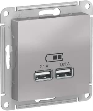 Зарядное устройство USB Schneider, USB-A x 2, 2.1A, 2.1A (Алюминий)