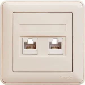 Розетка информационная RJ45 двойная категория 5e Schneider W59 (Слоновая кость)