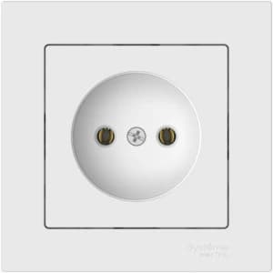 Розетка электрическая Schneider на автозажимах без заземления с рамкой (Белый)