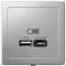 Зарядное устройство USB Schneider, USB-A (1.5A) + USB-C (3A, 45Вт), AtlasDesign с адаптером (Алюминий)