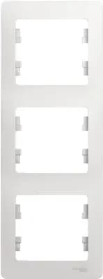 Рамка Systeme Glossa, 3 поста, вертикальная, белая