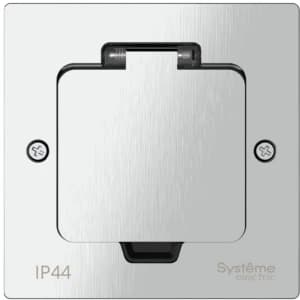 MultiDesk Лючок на 2 модуля IP44 с монтажной коробкой для стены, фальшпола, стола СЕРЕБРО, тип MDK20