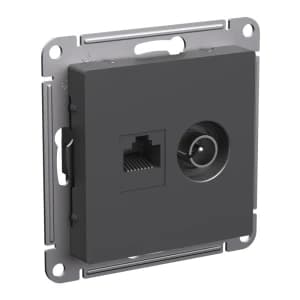 Розетка двойная Schneider AtlasDesign RJ45+TV (Базальт) кат. 5е