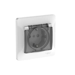 Розетка электрическая Schneider с откидной крышкой (Белый)