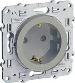 Розетка электрическая Schneider Odace (алюминий)