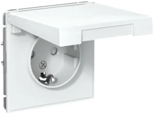 Розетка электрическая Schneider со шторками с откидной крышкой (Белый)