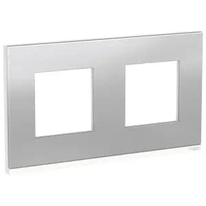 Рамка Schneider Pure, 1 пост, горизонтальная (алюминий матовый/белый)