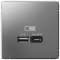 Зарядное устройство USB Schneider, USB-A (1.5A) + USB-C (3A, 45Вт) (Сталь)