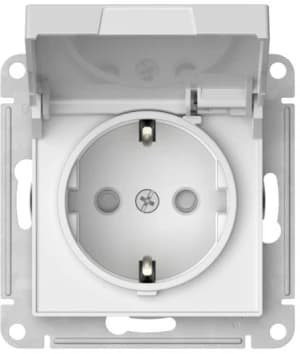 Розетка электрическая Schneider со шторками с откидной крышкой на автозажимах (Белый)