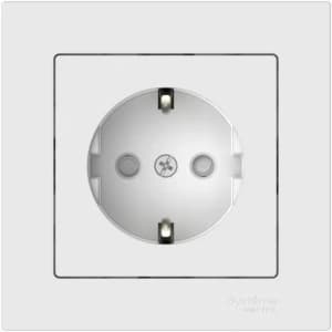 Розетка электрическая Schneider со шторками на автозажимах с рамкой (Белый)