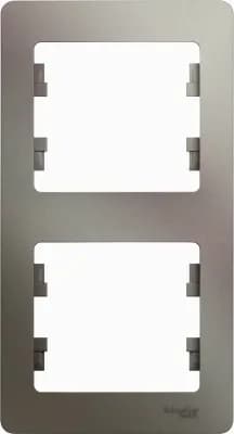 Рамка Systeme Glossa, 2 поста, вертикальная (платина)