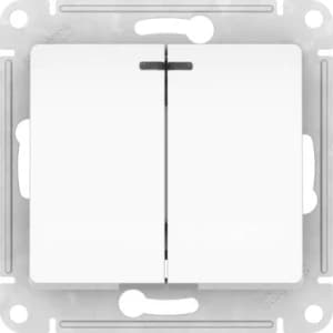 Двухклавишный выключатель с подсветкой на автозажимах (Белый)