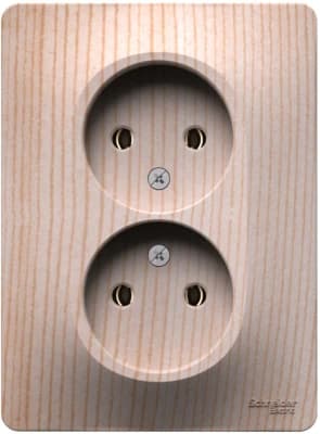 Розетка электрическая Schneider двойная (Сосна)