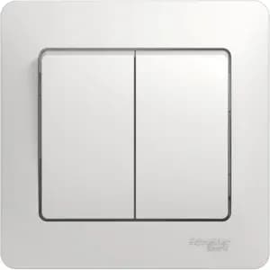 Двухклавишный выключатель в комплекте с рамкой (Белый)