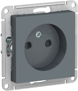 Розетка электрическая Schneider со шторками без заземления (Грифель)