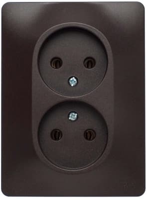 Розетка электрическая Schneider без заземления двойная (Шоколад)