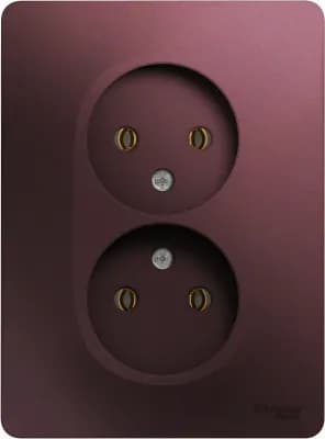Розетка электрическая Schneider без заземления двойная (Баклажановый)