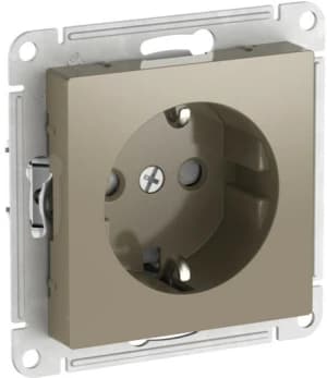 Розетка электрическая Schneider со шторками на автозажимах (Шампань)
