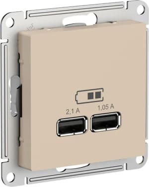 Зарядное устройство USB Schneider, USB-A x 2, 2.1A, 2.1A (Песочный)