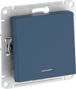 Одноклавишный выключатель с подсветкой на автозажимах (Аквамарин)