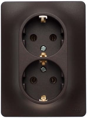 Розетка электрическая Schneider двойная (Шоколад)
