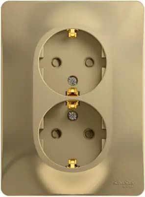 Розетка электрическая Schneider со шторками двойная (Титан)