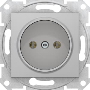 Розетка электрическая Schneider без заземления (Алюминий)