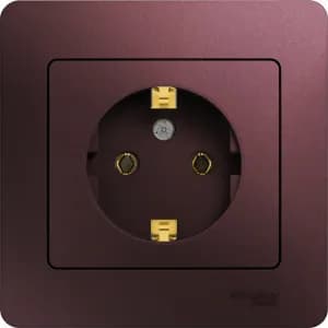 Розетка электрическая Schneider с рамкой (Баклажановый)
