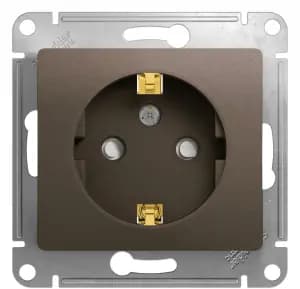 Розетка электрическая Schneider со шторками (Шоколад)
