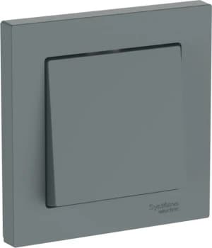 Одноклавишный выключатель в комплекте с рамкой на автозажимах (Грифель)