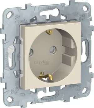 Розетка электрическая Schneider со шторками (Бежевый)