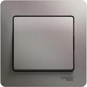 Одноклавишный выключатель в комплекте с рамкой (Платина)