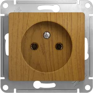 Розетка электрическая Schneider без заземления (Дерево дуб)