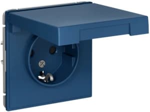 Розетка электрическая Schneider со шторками с откидной крышкой (Аквамарин)