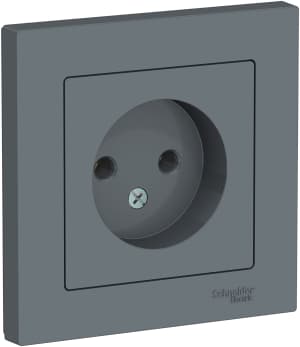 Розетка электрическая Schneider без заземления с рамкой (Грифель)