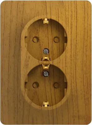 Розетка электрическая Schneider со шторками двойная (Дерево дуб)