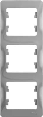 Рамка Systeme Glossa, 3 поста, вертикальная (алюминий)