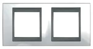 Рамка Unica Топ, горизонталь. 2 поста - нордик с вставкой графит