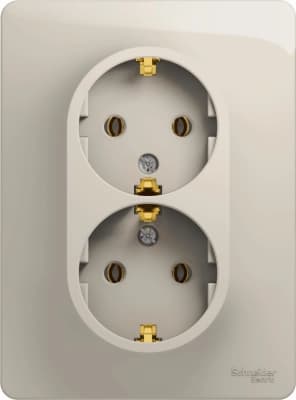 Розетка электрическая Schneider двойная (Молочный)