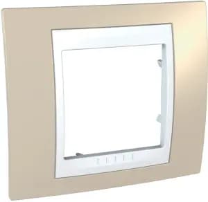 Рамки Unica Хамелеон, 1 пост - песчаная с белой вставкой